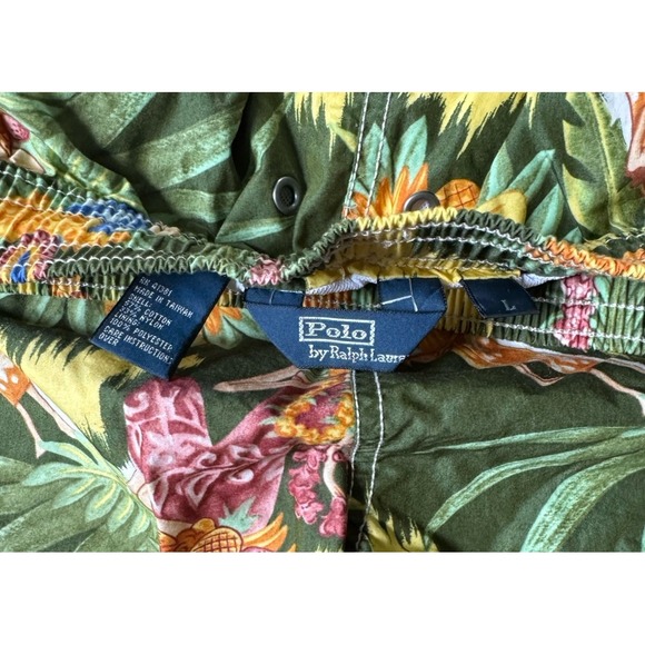 Polo Ralph Lauren Swim Trunks Mens L Green Hawaiian Luau Classic Traveler Shorts - Picture 7 of 11